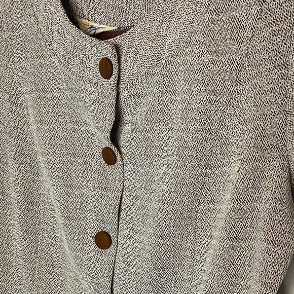 Vintage Tunic Mr K Made In Canada Size S Button Up Front Tailored Brown - Picture 2 of 11